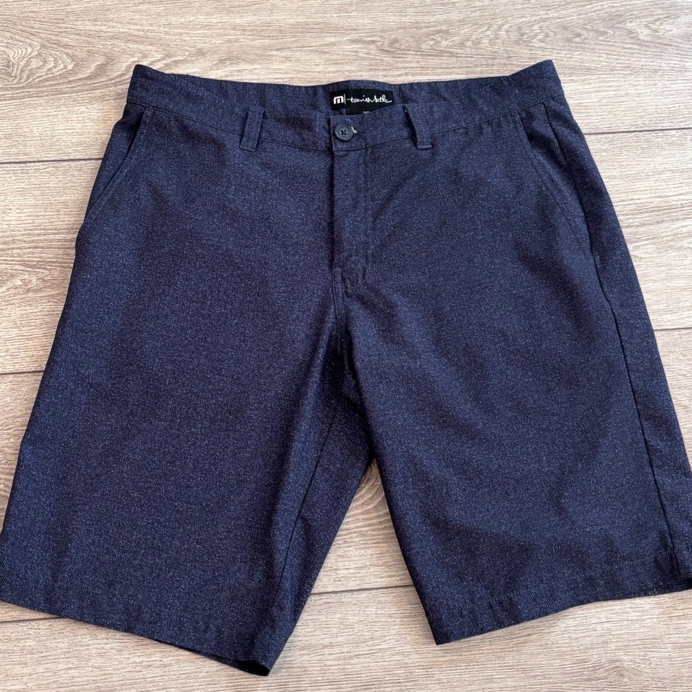 Travis Mathew Golf Shorts Mens 35 Blue Textured Pattern Performance Casual